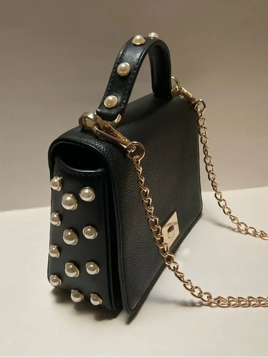 Kate Spade Pearl-Stud Chain Black Crossbody Bag Serrano Place Pearl Maisie MINI - Picture 1 of 14